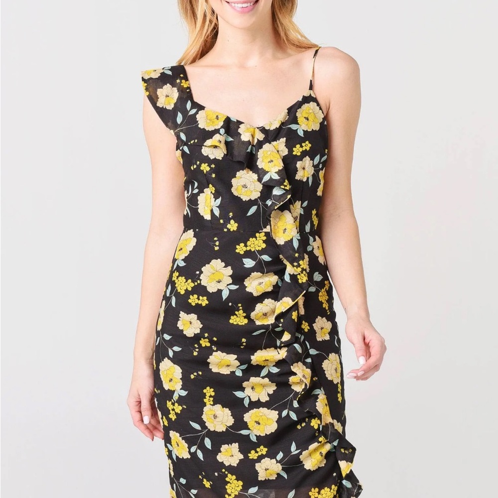 CuFloral Black and Yellow Women's Dress